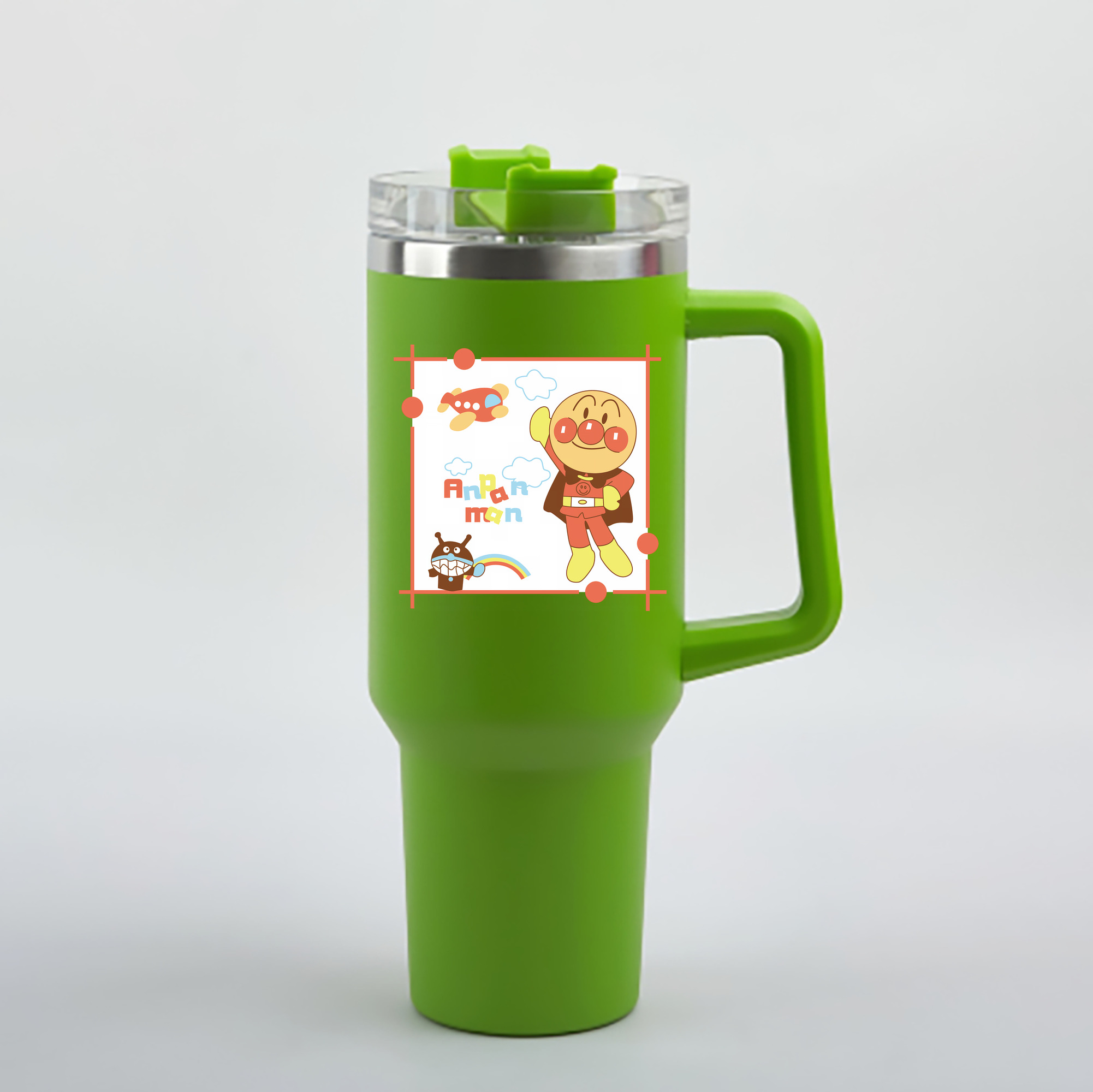 （画像用） アンパンマン Anpanman 1200mL車用タンブラー - クリスタルステッカー（プラスチックストロー付き）